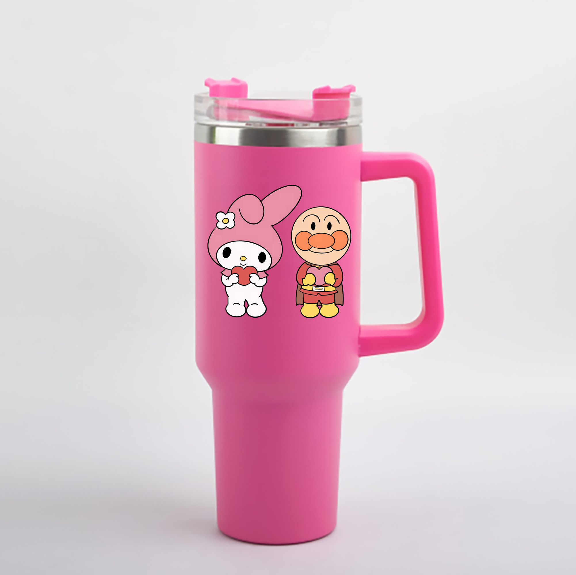 （画像用） アンパンマン Anpanman 1200mL車用タンブラー - クリスタルステッカー（プラスチックストロー付き）